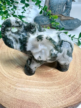 Load image into Gallery viewer, Moss Agate Elephant Carving - Bean
