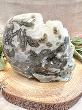 Load image into Gallery viewer, Moss Agate Druzy Skull|Druzy Moss Agate Carving|Crystal Skull|Moss Agate Skull|Consciously Sourced
