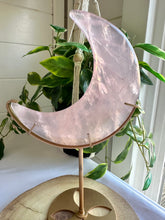 Load image into Gallery viewer, Rose Quartz Moon on Stand
