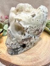 Load image into Gallery viewer, Moss Agate Druzy Skull|Druzy Moss Agate Carving|Crystal Skull|Moss Agate Skull|Consciously Sourced
