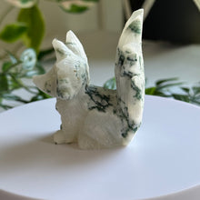 Load image into Gallery viewer, Hand Carved Moss Agate Nine Tail Fox
