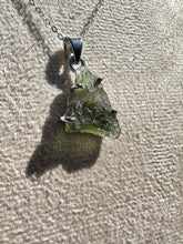 Load image into Gallery viewer, Genuine Moldavite Necklace set in 925 Silver with 18” Trace Chain
