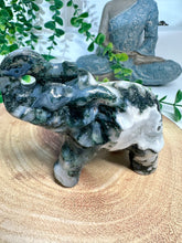 Load image into Gallery viewer, Moss Agate Elephant Carving - Mocha
