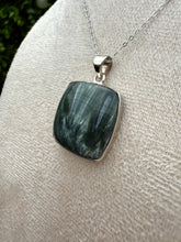 Load image into Gallery viewer, Seraphinite Square Necklace set in 925 Silver
