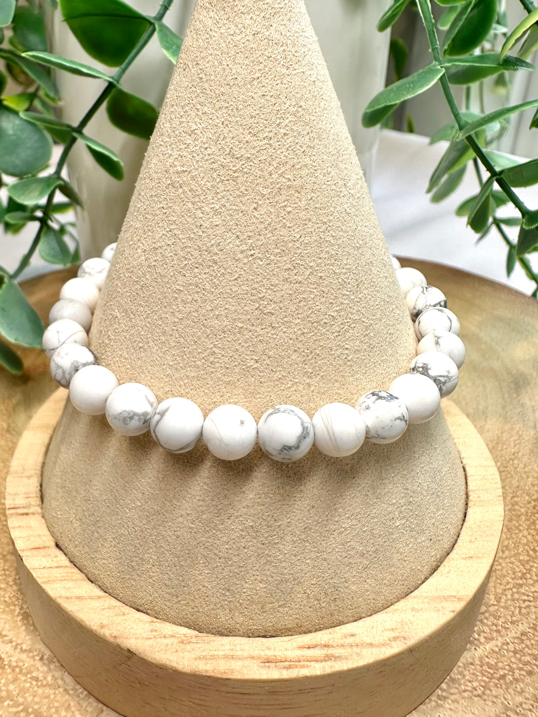 Howlite 6mm Beaded Bracelet|Consciously Sourced|Gemstone Stretch Bracelet|Crystal Beaded Bracelet