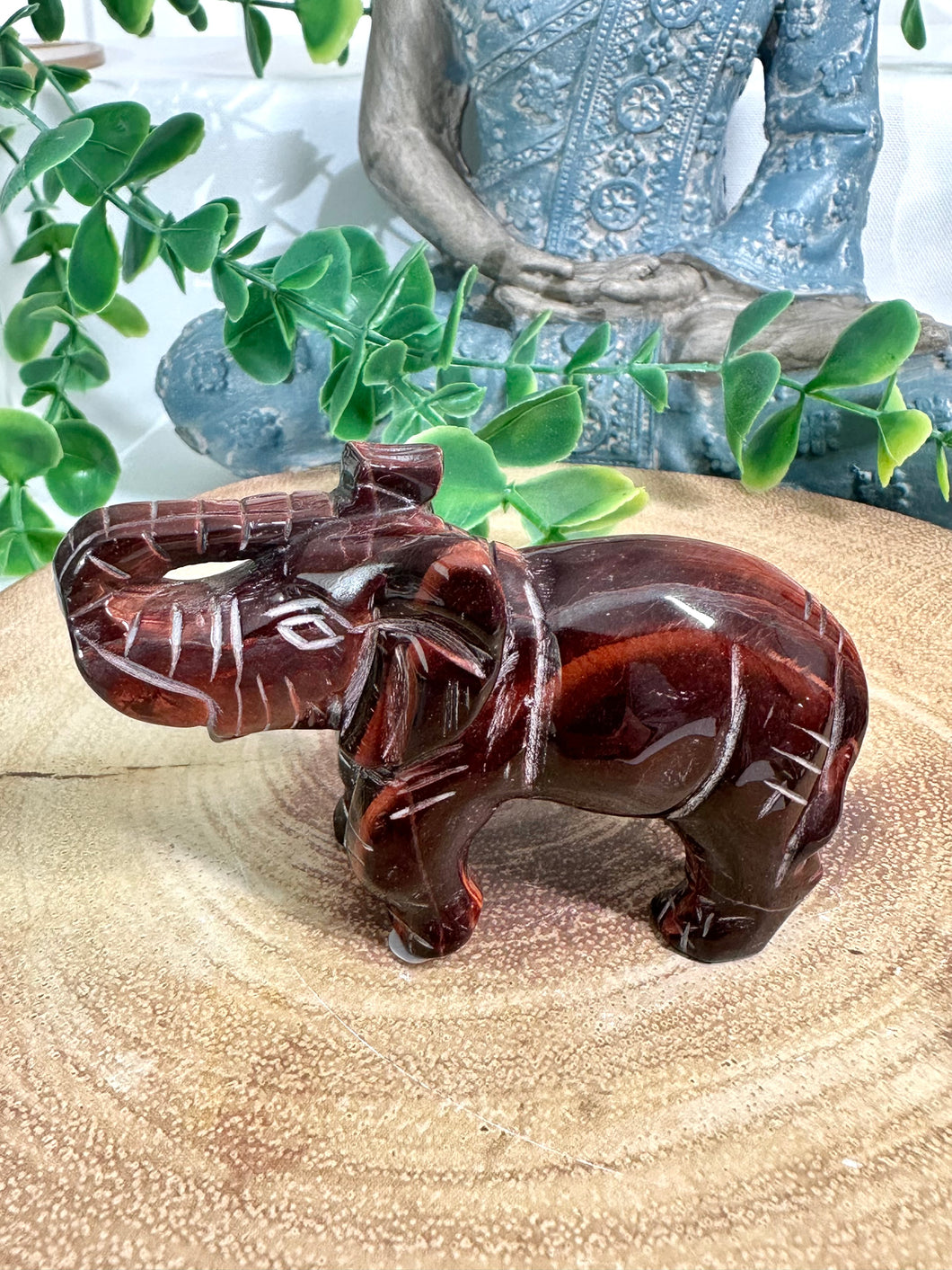 Red Tigers Eye Elephant Carving