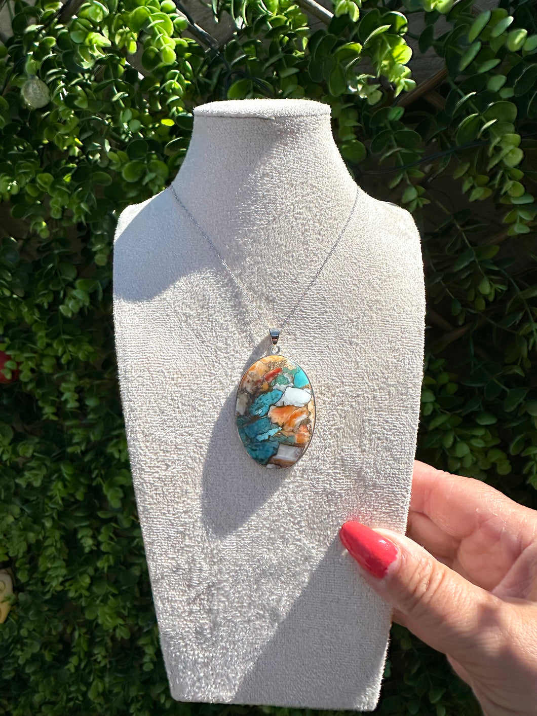 Oyster Mohave Turquoise Necklace (925 Silver) with 18” fine Silver Trace Chain