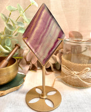 Load image into Gallery viewer, Fluorite Diamond on Stand|Consciously Sourced|Crystal Carving
