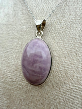 Load image into Gallery viewer, Phosphosiderite Oval Necklace set in 925 Silver on 18 inch Trace Chain
