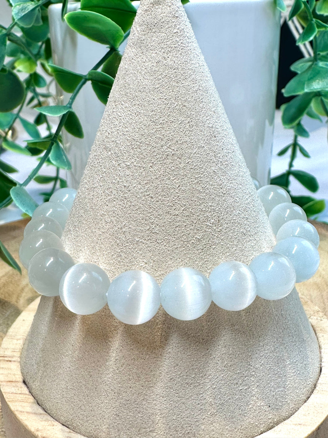 Selenite 10mm Beaded Bracelet|Consciously Sourced|Gemstone Stretch Bracelet|Crystal Beaded Bracelet