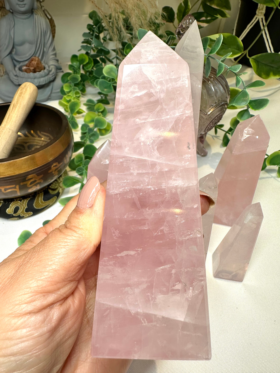 High Grade Rose Quartz Obelisk from Brazil|Crystal Tower|Ethically Sourced|Universal Love|Crystal Point|Natural Rose Quartz