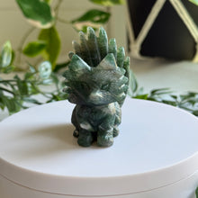 Load image into Gallery viewer, Hand Carved Moss Agate Nine Tail Fox
