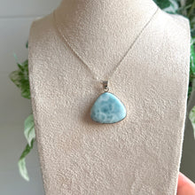 Load image into Gallery viewer, Larimar Triangle Necklace in 925 Silver with 18” Silver Trace Chain|Crystal Jewellery|Larimar Pendant
