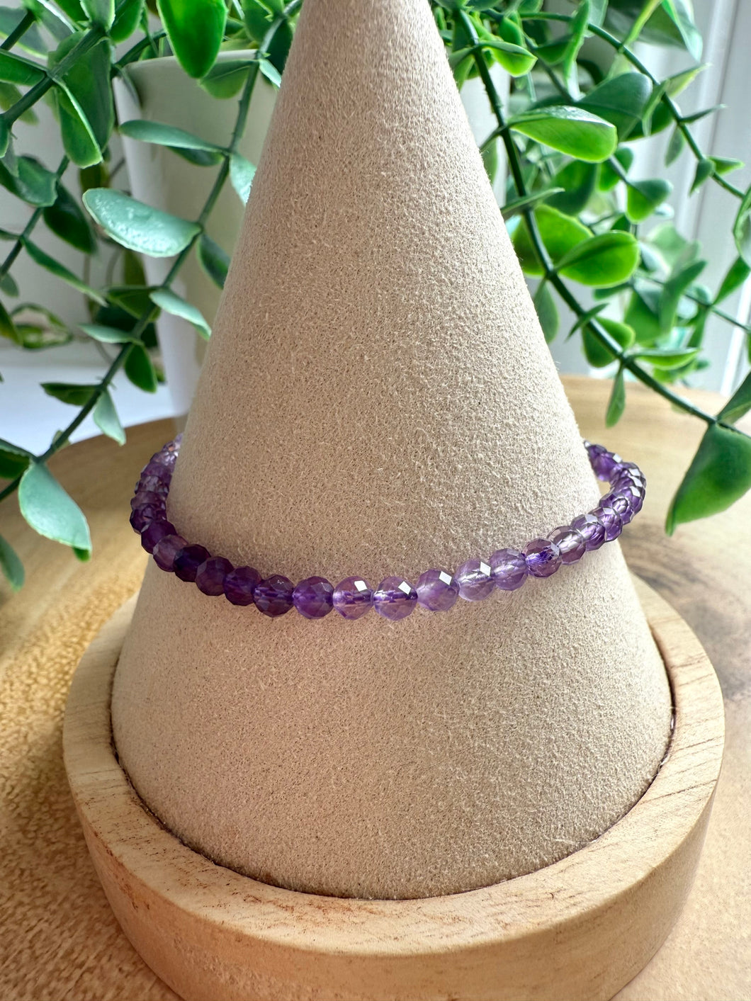 Amethyst 4mm Faceted Stretch Bracelet