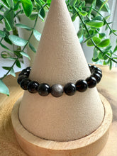 Load image into Gallery viewer, Silver Sheen Obsidian 7/8mm Beaded Stretch Bracelet
