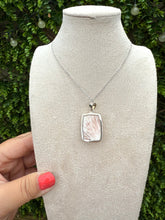 Load image into Gallery viewer, Peach Scolecite Oblong Necklace set in 925 Silver on 18 inch Trace Chain
