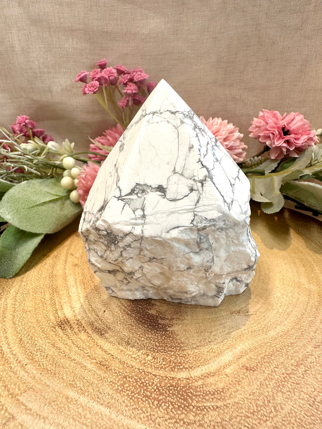 Howlite Top Polished Point from Brazil|Howlite Generator|Part Raw Crystal|Consciously Sourced