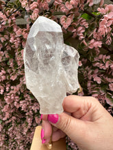 Load image into Gallery viewer, Lemurian on Stand from Brazil|Natural Lemurian|Part Polished Lemurian|Statement Crystal|Crystal Decor|Consciously Sourced
