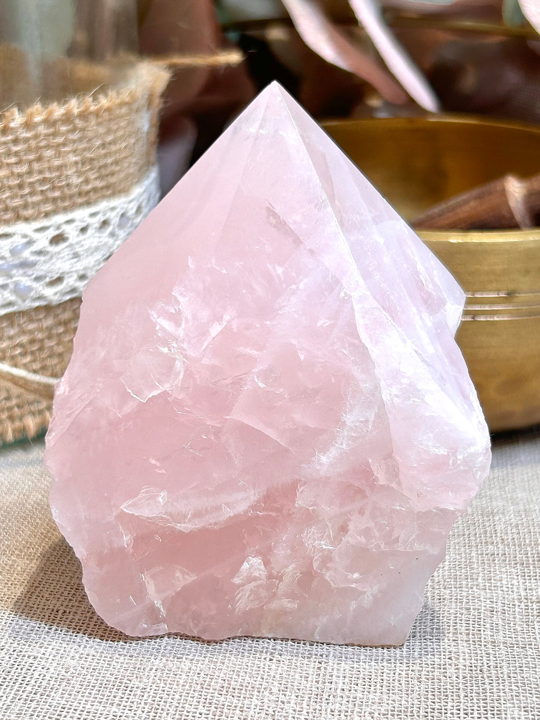 Rose Quartz Top Polished Point|Generator|Raw Crystal|Carving