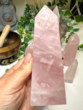 Load image into Gallery viewer, High Grade Rose Quartz Obelisk from Brazil|Crystal Tower|Ethically Sourced|Universal Love|Crystal Point|Natural Rose Quartz
