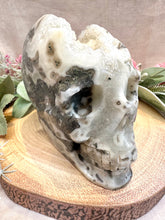 Load image into Gallery viewer, Druzy Moss Agate Skull Carving - Eugene
