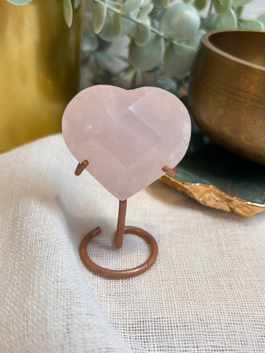 Rose Quartz Heart on Stand|Consciously Sourced|Crystal Carving|Brazil