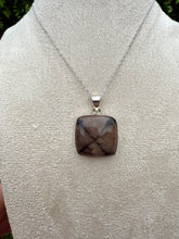 Load image into Gallery viewer, Chiastolite Square Necklace set in 925 Silver on 18 inch Trace Chain
