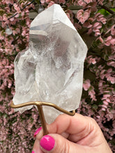 Load image into Gallery viewer, Lemurian on Stand from Brazil|Natural Lemurian|Part Polished Lemurian|Statement Crystal|Crystal Decor|Consciously Sourced
