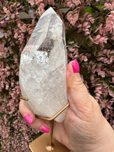 Load image into Gallery viewer, Lemurian on Stand from Brazil|Natural Lemurian|Part Polished Lemurian|Statement Crystal|Crystal Decor|Consciously Sourced
