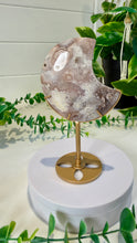 Load image into Gallery viewer, Pink Amethyst Flower Agate Moon on Custom Stand

