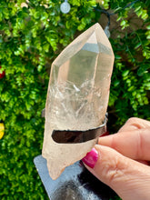 Load image into Gallery viewer, Pale Tangerine Lemurian from Brazil on Stand|Lemurian Quartz|Home Decor|Consciously Sourced|Natural Crystal|
