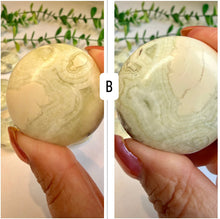 Load image into Gallery viewer, Green Maligano Jasper Round Palm Stones from Indonesia
