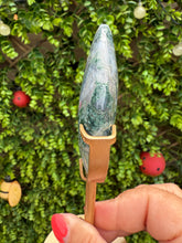 Load image into Gallery viewer, Moss Agate Moon on Stand
