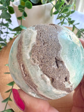 Load image into Gallery viewer, Blue Aragonite Sphere 6.8cm with Stand
