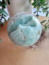 Load image into Gallery viewer, Blue Aragonite Sphere 6.8cm with Stand
