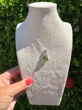 Load image into Gallery viewer, Genuine Moldavite Necklace set in 925 Silver with 18” Trace Chain

