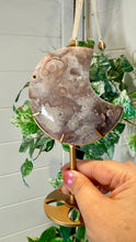 Load image into Gallery viewer, Pink Amethyst Flower Agate Moon on Custom Stand
