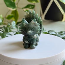 Load image into Gallery viewer, Hand Carved Moss Agate Nine Tail Fox
