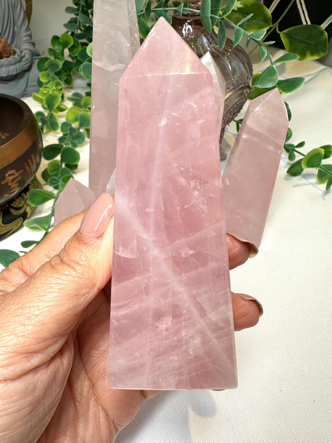 High Grade Rose Quartz Obelisk from Brazil|Crystal Tower|Ethically Sourced|Universal Love|Crystal Point|Natural Rose Quartz