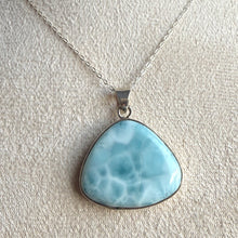 Load image into Gallery viewer, Larimar Triangle Necklace in 925 Silver with 18” Silver Trace Chain|Crystal Jewellery|Larimar Pendant
