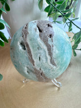 Load image into Gallery viewer, Blue Aragonite Sphere 6.8cm with Stand

