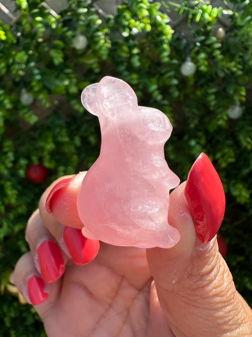 Rose Quartz Rabbit Carving