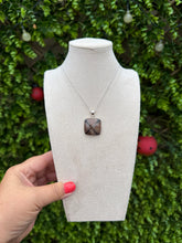 Load image into Gallery viewer, Chiastolite Square Necklace set in 925 Silver on 18 inch Trace Chain
