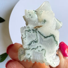 Load image into Gallery viewer, Hand Carved Moss Agate Nine Tail Fox
