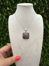 Load image into Gallery viewer, Chiastolite Square Necklace set in 925 Silver on 18 inch Trace Chain
