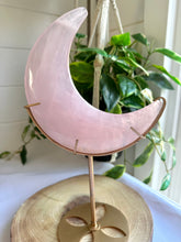 Load image into Gallery viewer, Rose Quartz Moon on Stand
