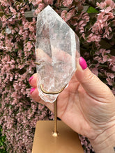 Load image into Gallery viewer, Lemurian on Stand from Brazil|Natural Lemurian|Part Polished Lemurian|Statement Crystal|Crystal Decor|Consciously Sourced
