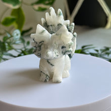 Load image into Gallery viewer, Hand Carved Moss Agate Nine Tail Fox
