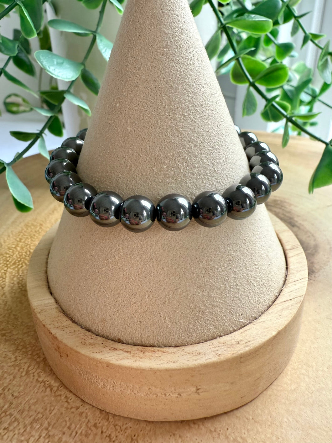 Hematite 8mm Stretch Beaded Bracelet