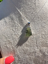 Load image into Gallery viewer, Genuine Moldavite Necklace set in 925 Silver with 18” Trace Chain
